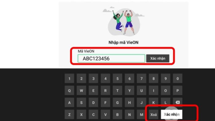 Hướng dẫn nhập mã VieON trên tivi - bước 3