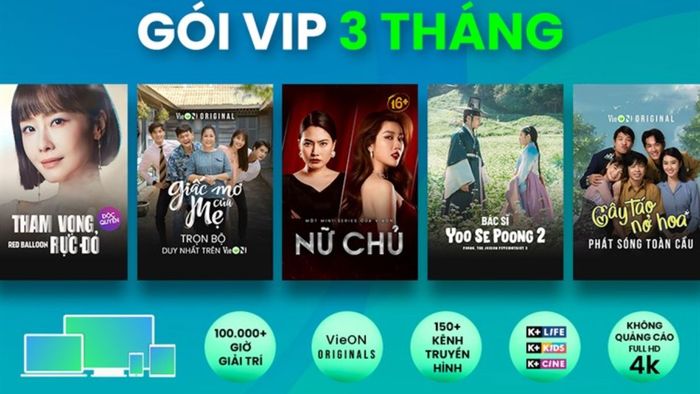 Hiện nay có những mã gói VIP VieON nào?