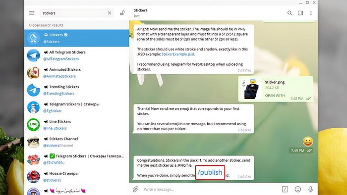 Hướng dẫn tạo sticker trên Telegram - Bước 3