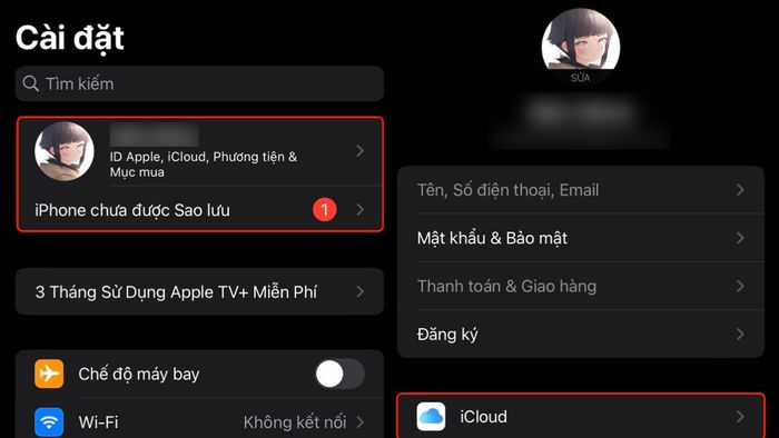 Hướng dẫn tắt đồng bộ iCloud trên 2 iPhone: Bước 2