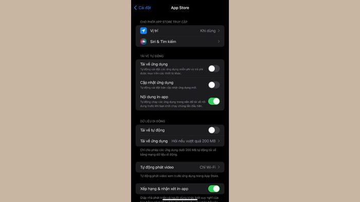Hướng dẫn tắt tự cập nhật ứng dụng trên iPhone – Bước 2