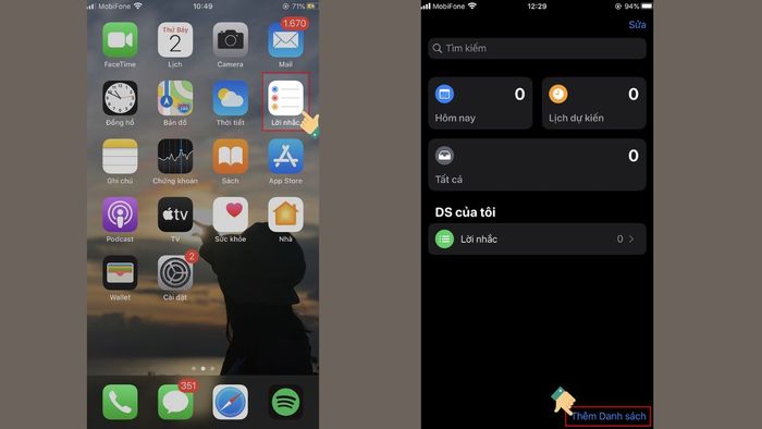 Hướng dẫn thêm lời nhắc trên iPhone với Reminders - Bước 2