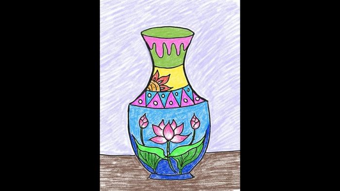 Tranh vẽ tĩnh vật với bình hoa duyên dáng