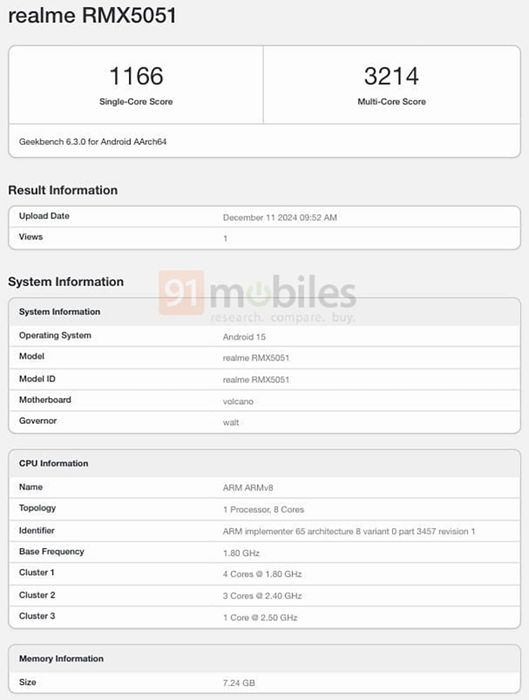 realme 14 Pro xuất hiện với các chỉ số ấn tượng trên Geekbench