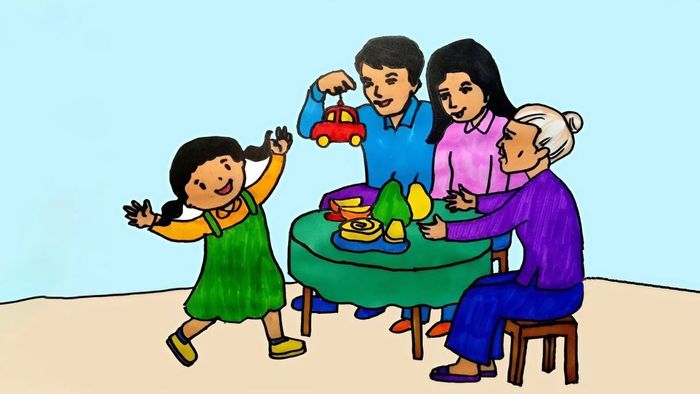 Tổng hợp những bức vẽ tranh gia đình đẹp