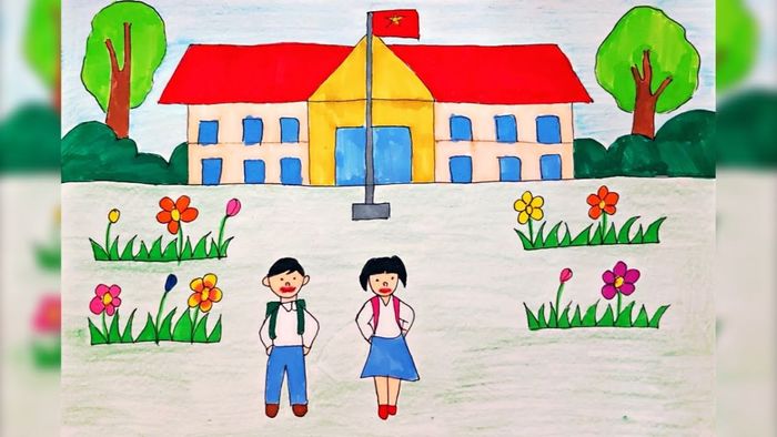 Bức tranh trường học đẹp và đầy ấn tượng