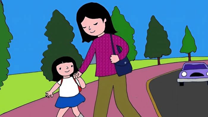 Vẽ tranh về mẹ và con cùng nhau đến trường