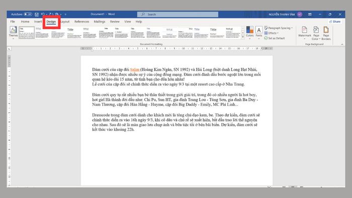 Hướng dẫn cách thêm Watermark trong Word: Bước 1
