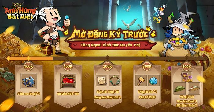 Cày đồ không giới hạn! Siêu phẩm treo máy 'Anh Hùng Bất Diệt' chính thức mở đăng ký sớm.