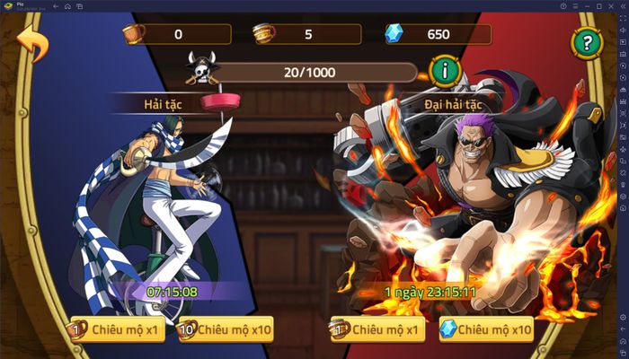Hướng dẫn cho người mới khi chơi Huyền Thoại Hải Tặc trên PC với BlueStacks
