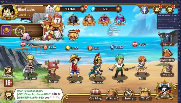 Hướng dẫn cho người mới khi chơi Huyền Thoại Hải Tặc trên PC với BlueStacks