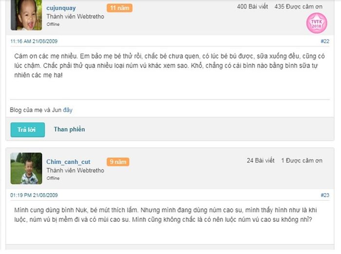 Phản hồi từ người dùng bình sữa Nuk 2