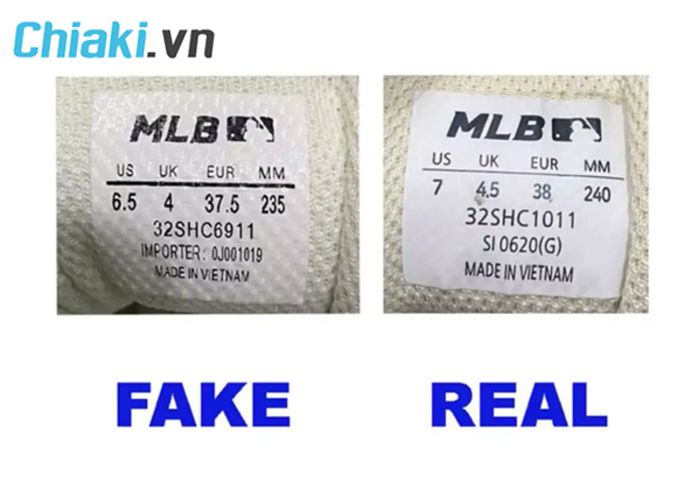 Cách phân biệt giày MLB thật và giả qua lưỡi giày