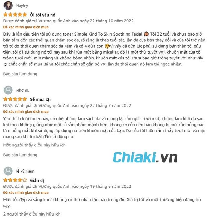Đánh giá về Toner dành cho bà bầu Simple Kind To Skin Soothing Facial 