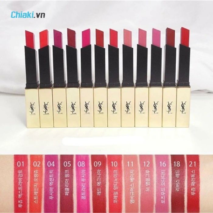 Bảng màu son YSL Rouge Pur Couture The Slim Matte