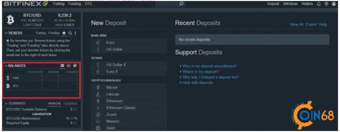 Thao tác giao dịch trên Bitfinex