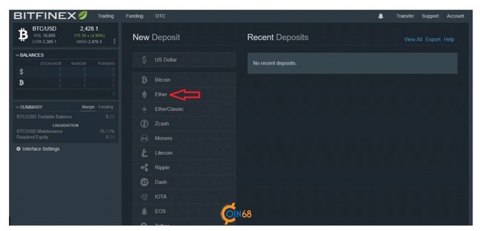 Cách tạo ví Bitcoin/Altcoin trên Bitfinex