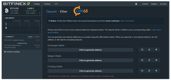 Cách tạo ví Bitcoin: Altcoin trên Bitfinex - bước 2