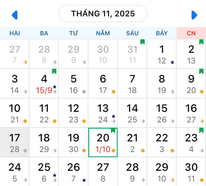 Mùng 1 tháng 10 âm lịch