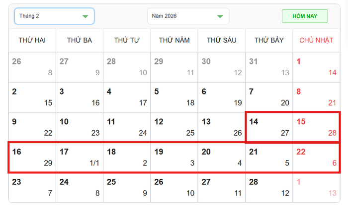 Thông tin về lịch nghỉ Tết