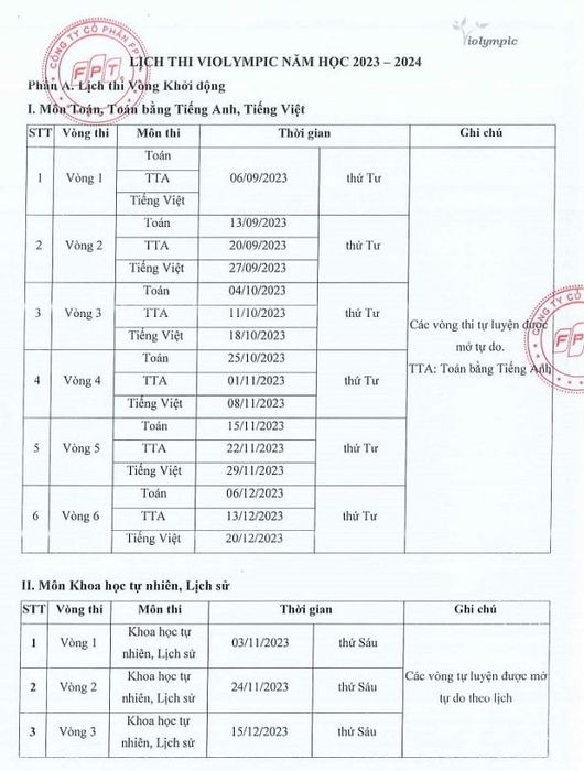 Cập nhật mới nhất về lịch thi Violympic năm học 2023 - 2024