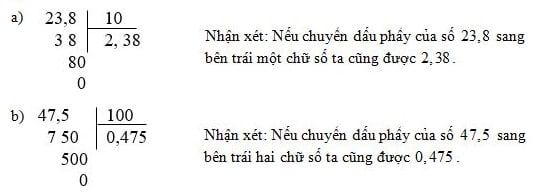 Bài tập Toán lớp 5, bài 65: Chia số thập phân cho 10, 100, 1000