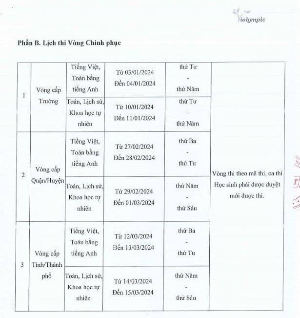 Lịch thi Violympic năm học 2023 - 2024 đã được cập nhật mới nhất