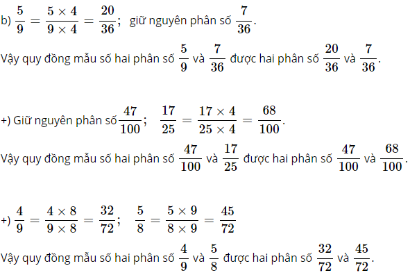 Toán lớp 4 trang 117, 118: Bài tập luyện quy đồng mẫu số các phân số