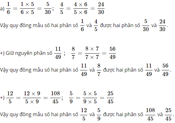 Toán lớp 4 trang 117, 118: Bài tập quy đồng mẫu số các phân số