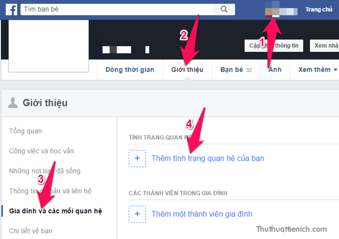 Cập nhật tình trạng mối quan hệ trên trang cá nhân Facebook một cách dễ dàng