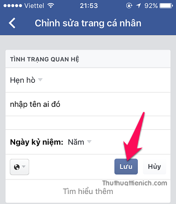 Cập nhật tình trạng quan hệ trên trang cá nhân Facebook một cách dễ dàng