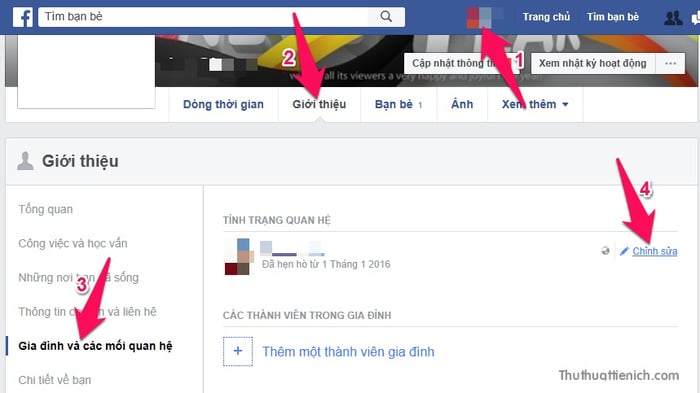 Cập nhật tình trạng mối quan hệ trên trang cá nhân Facebook một cách đơn giản