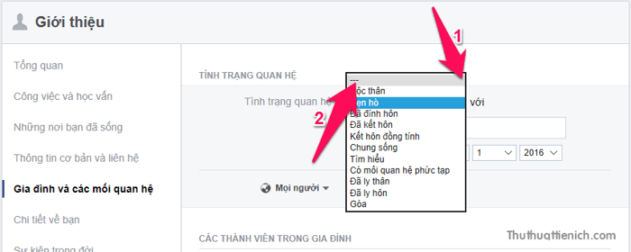 Cập nhật tình trạng quan hệ trên trang cá nhân Facebook một cách đơn giản