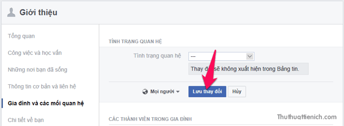 Cập nhật tình trạng quan hệ trên trang cá nhân Facebook một cách đơn giản