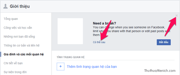 Cập nhật tình trạng quan hệ trên trang cá nhân Facebook một cách đơn giản