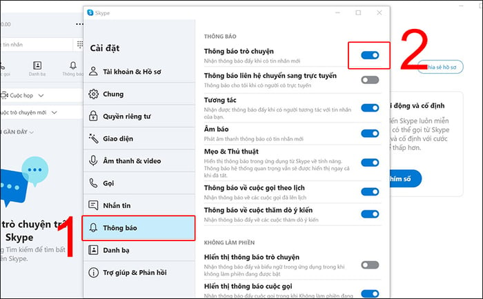 Hướng dẫn chi tiết cách bật/tắt thông báo và ẩn/hiện nhóm chat trên Skype