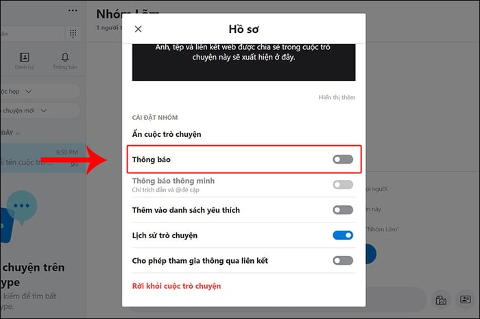 Cách bật/tắt thông báo và ẩn/hiện nhóm chat trên Skype một cách dễ dàng