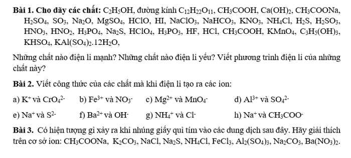 Phương trình điện li là gì? Đâu là phương trình điện li không chính xác?