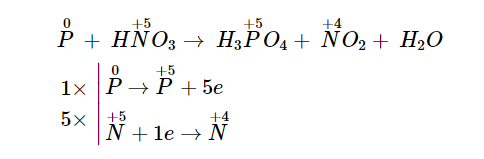 Cân bằng phương trình hóa học: P + HNO3 → H3PO4 + NO2 + H2O