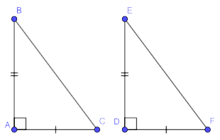 Các trường hợp bằng nhau của tam giác vuông và ví dụ minh họa