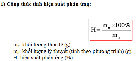 Công thức chính xác và dễ hiểu nhất để tính hiệu suất phản ứng hóa học