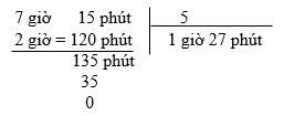 Giải bài tập Toán lớp 5, bài 127: Chia số đo thời gian cho một số.