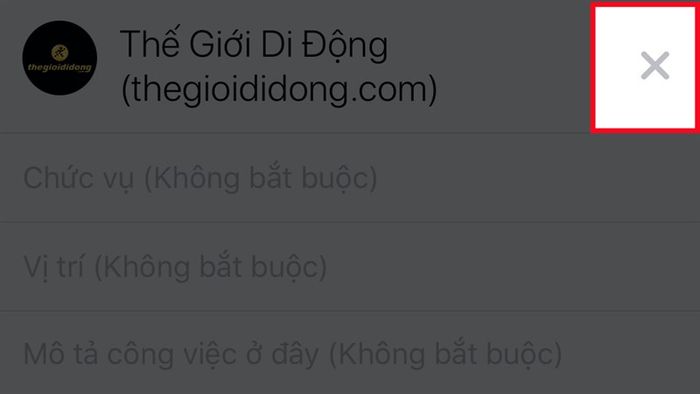 Nhấn vào biểu tượng dấu X ở góc trên bên phải