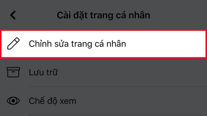 Chọn Chỉnh sửa trang cá nhân