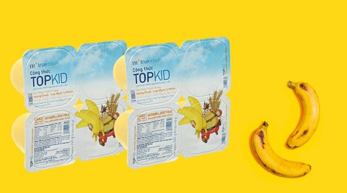 Hộp 4 sữa chua thanh trùng TH true YOGURT Top Kid vị chuối lúa mạch 60g