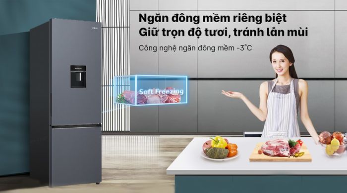 Tủ lạnh Aqua Inverter 320 lít AQR-B390MA(WSL) - Ngăn đông mềm -3 độ C trữ thịt cá chế biến không cần rã đông