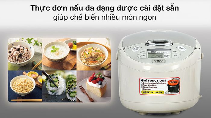 Chương trình nấu đa dạng - Nồi cơm điện tử Tiger 1.8 lít JAX-S18W