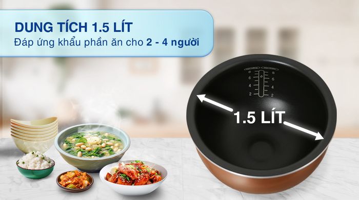 Nồi cơm cao tần Tefal 1.5 lít RK808168 - Dung tích