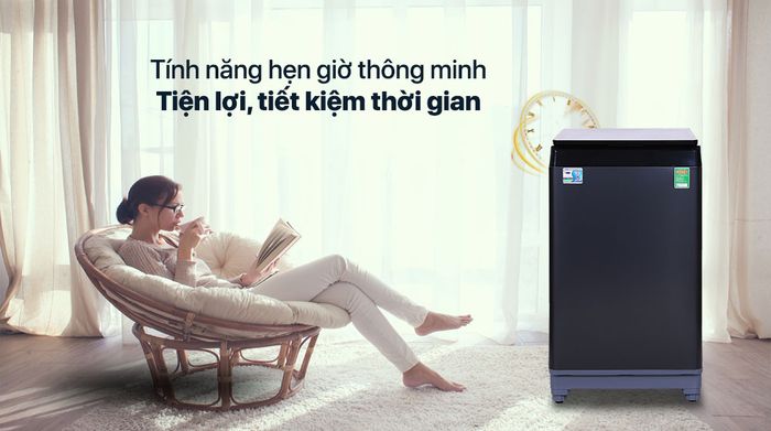Máy giặt Aqua 10 KG AQW-F100GT.BK - Tính năng hẹn giờ, tiết kiệm thời gian