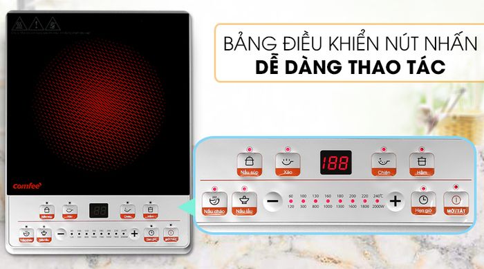 Bếp từ Comfee CI-BD2020B - Bảng điều khiển dễ thao tác